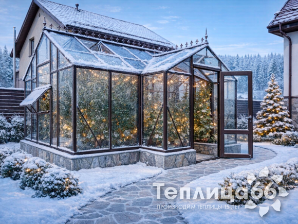 Теплица botanik T с мини-тамбуром под стекло (14 м²)